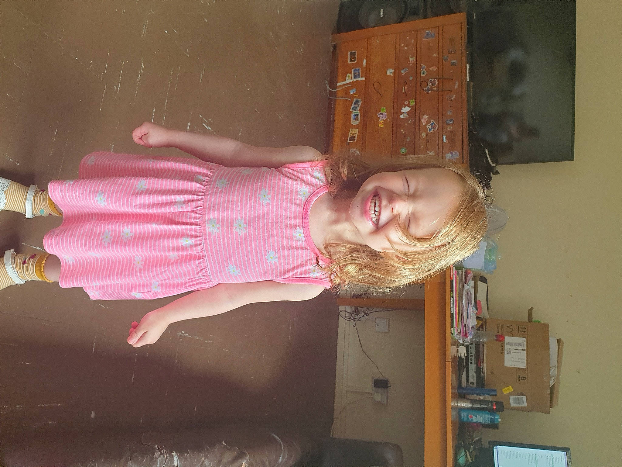 Amber is registered to the contest to win money with this photo: joy, person, pink