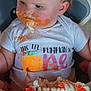 Ava Grace is registered to the contest to win money with this photo: toddler, child, cake, messy, high_chair, birthday, onesie, orange, white, frosting, food, face, clothing, celebration, party, sitting, smudged, happy, indoor, person