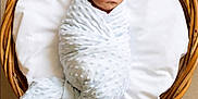 Messiah joined the competition — help win amazing prizes! newborn, baby, swaddled, blanket, wicker_basket, hat, sleeping, infant, cozy, cushion, soft_texture, cute, resting, child, portrait, indoor, peaceful, headwear, person, wrapped