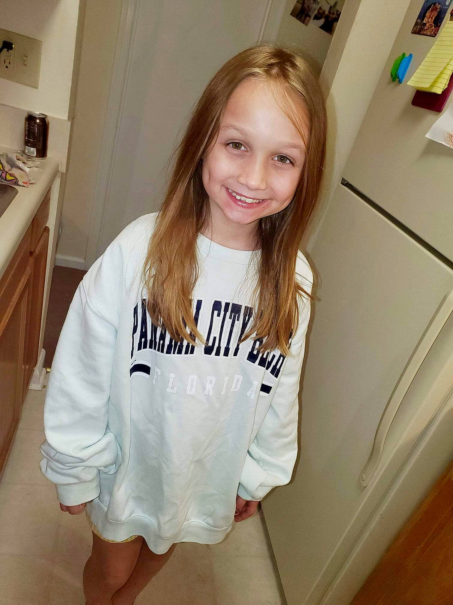 Madalynn joined the competition — help win amazing prizes! blond, brown_hair, clothing, hair, hair_coloring, joy, long_hair, person, shoulder, sleeve, smile, t_shirt, white