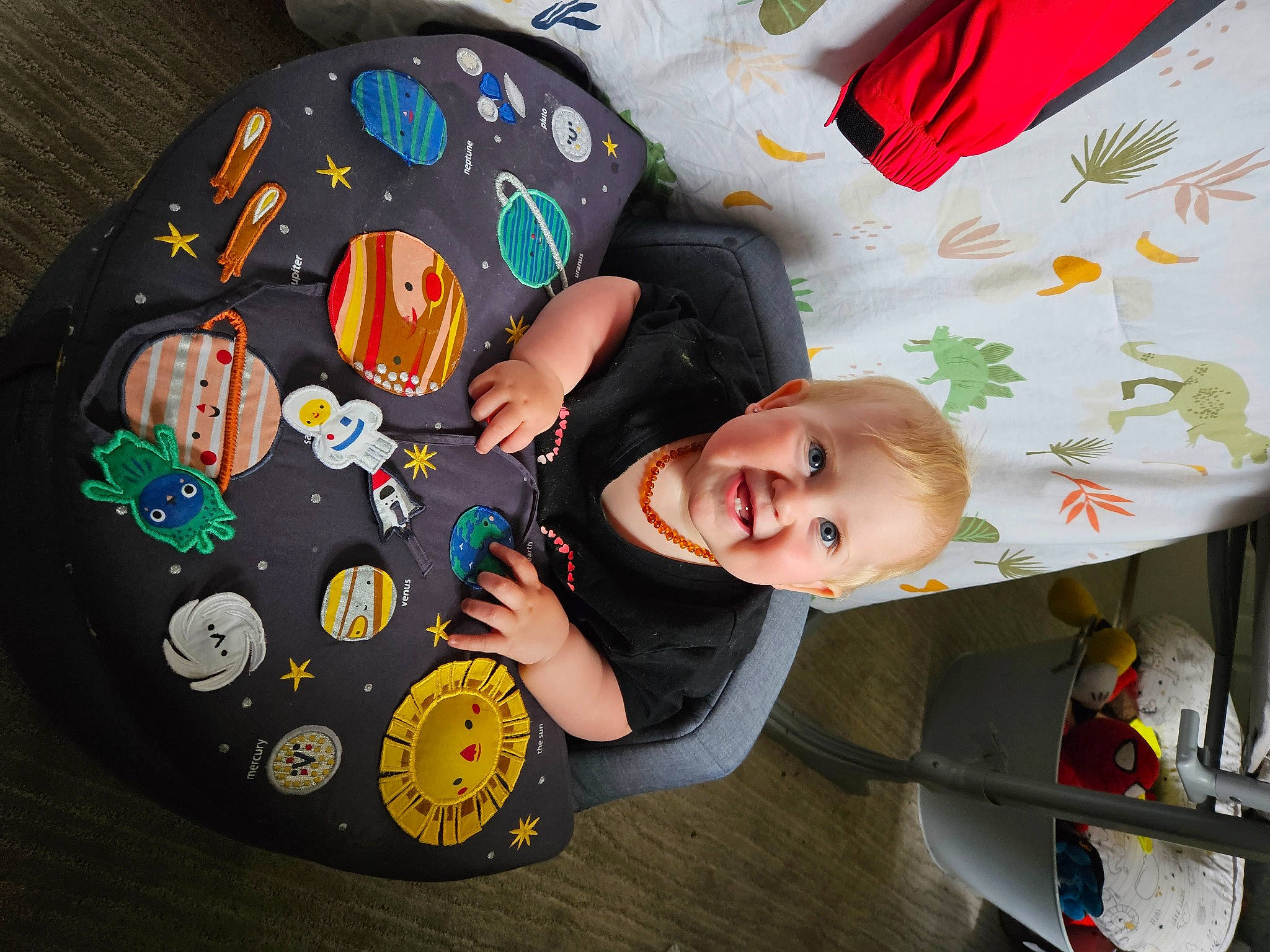 Maisie is registered to the contest to win money with this photo: art, baby, baby_products, baby_toddler_clothing, baby_toys, child, circle, facial_expression, fun, happy, joy, leisure, pattern, person, play, room, sleeve, smile, t_shirt, toddler