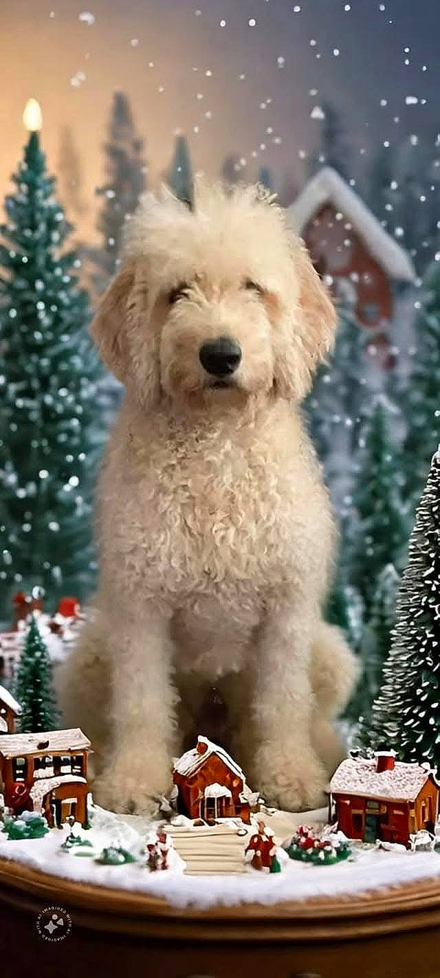 Sophie joined the competition — help win amazing prizes! animal, canine, christmas, christmasdecorations, christmastree, cream, dessert, dog, festival, food, nature, outdoors, person, pet, poodle, puppy, snow, sweets, terrier, whitedog