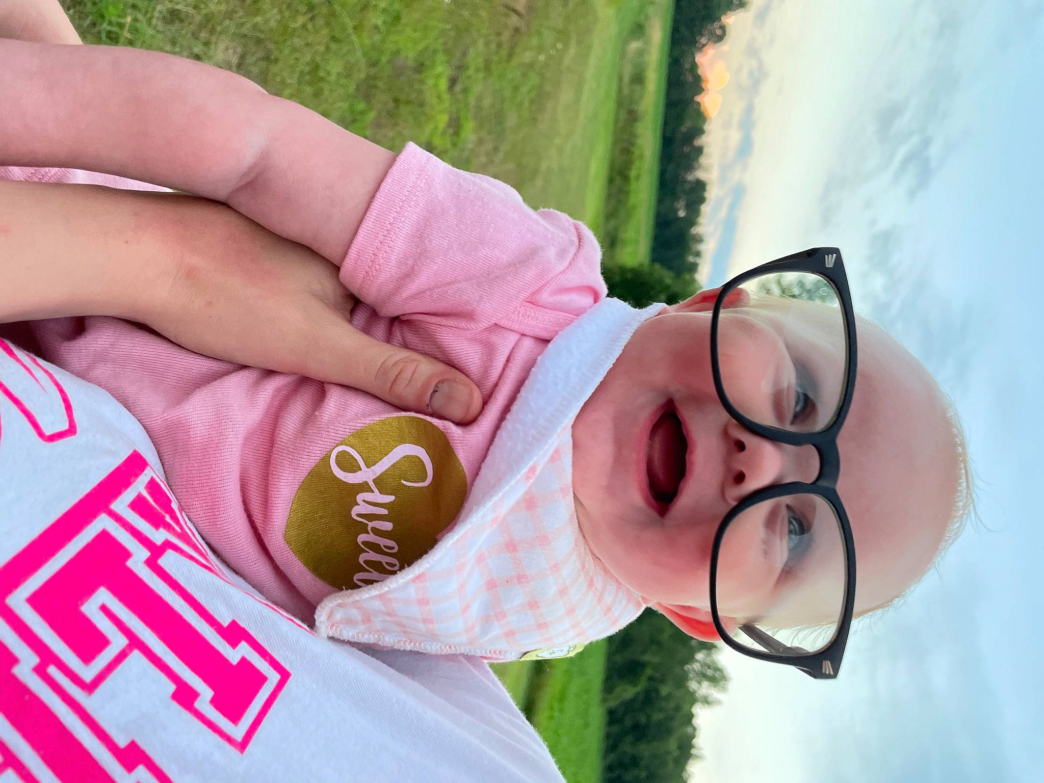 Aurora joined the competition — help win amazing prizes! eyewear, finger, fun, glasses, grass, green, happy, helmet, human, leisure, light, person, photograph, pink, plant, skin, sky, smile, tree, vision_care
