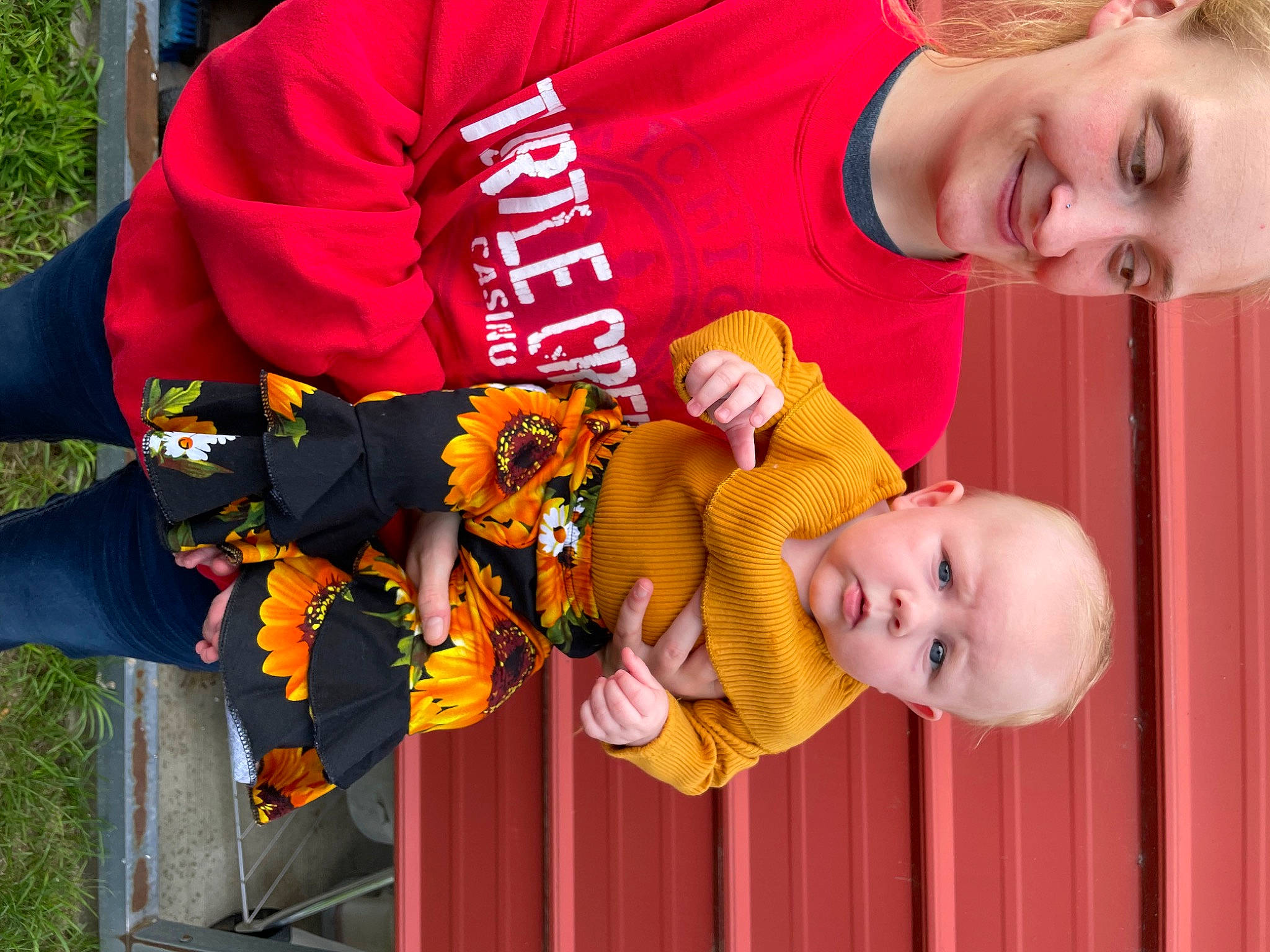 Aurora joined the competition — help win amazing prizes! baby, baby_toddler_clothing, child, community, event, fun, grass, happy, joy, leisure, orange, person, plant, red, sleeve, smile, sorrow, stuffed_toy, t_shirt, toddler