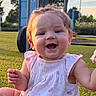 baby, child, clothing, cute, daylight, face, grass, happy, infant, nature, outdoor, person, playground, portrait, sitting, smiling, summer, sunset, toddler, young