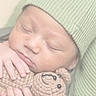 adorable, baby, child, closeup, cozy, crocheted_toy, cute, hand, infant, knit_blanket, knit_hat, newborn, peaceful, portrait, rest, sleep, sleeping, soft_texture, teddy_bear, warm