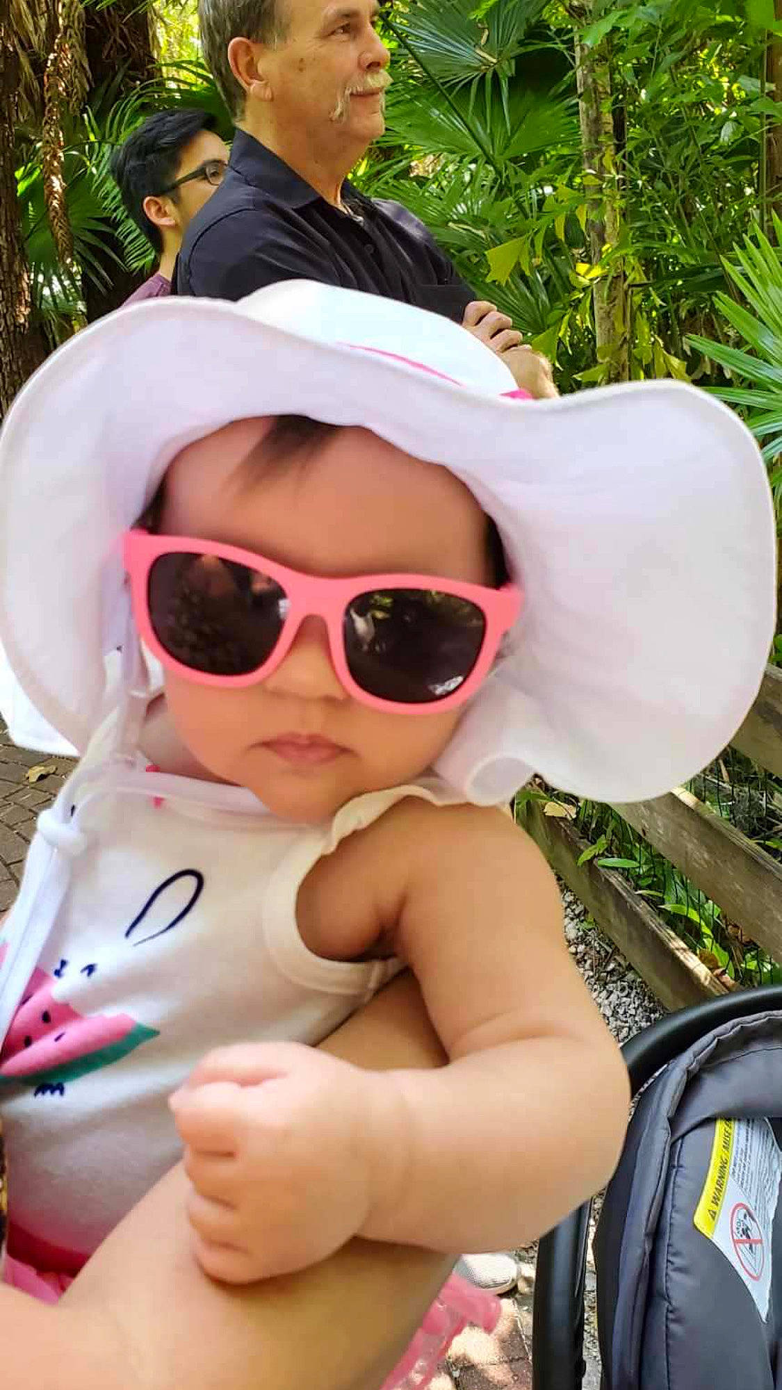 Sophia joined the competition — help win amazing prizes! cool, eyewear, fawn, glasses, goggles, grass, hand, happy, hat, head, headgear, headwear, leisure, lip, person, pink, plant, skin, sun_hat, sunglasses