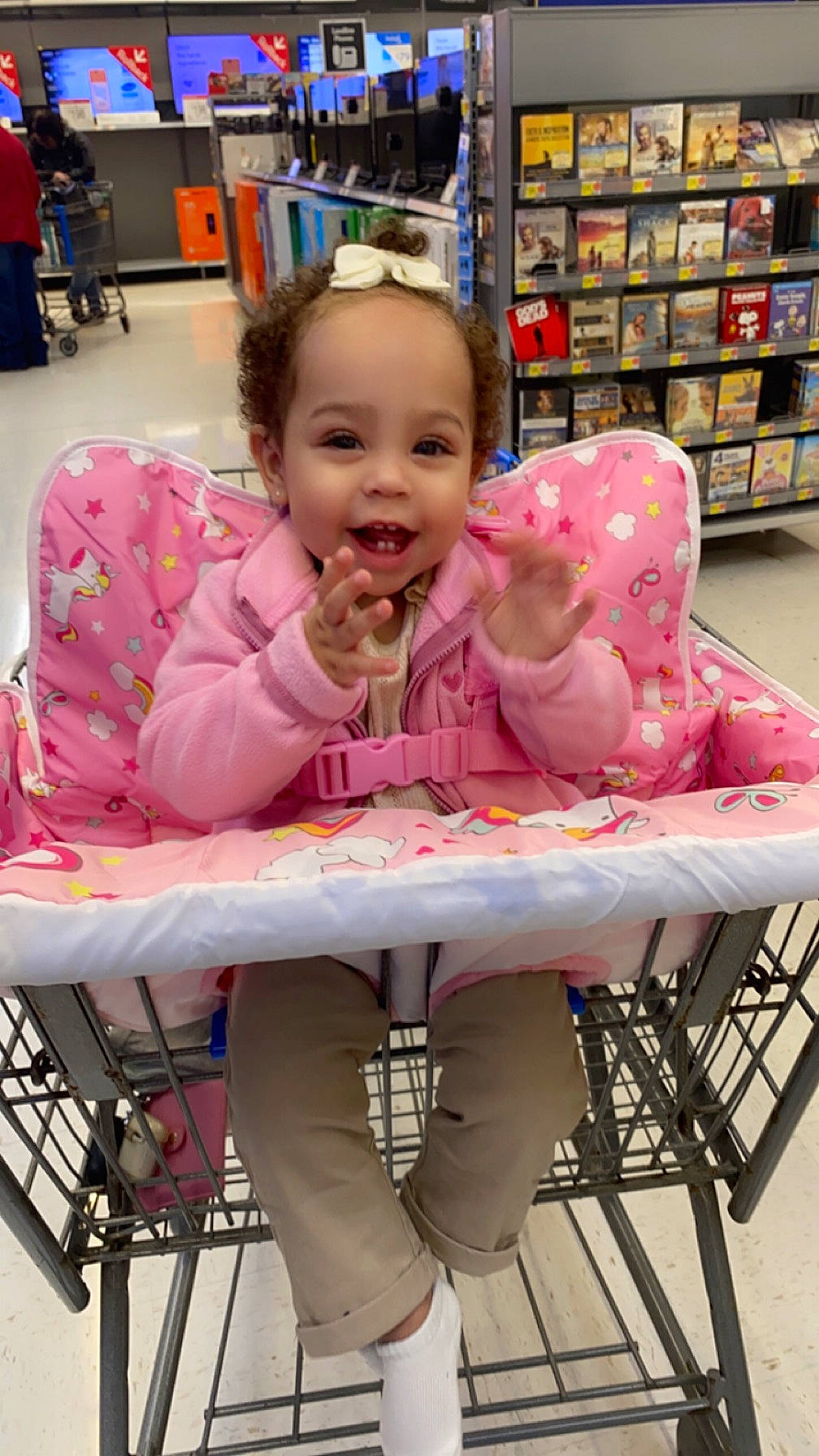 Aubri joined the competition — help win amazing prizes! baby, baby_toddler_clothing, chair, cheek, child, furniture, happy, joy, leg, leisure, magenta, person, photograph, pink, product, shelf, shoe, skin, smile, snapshot
