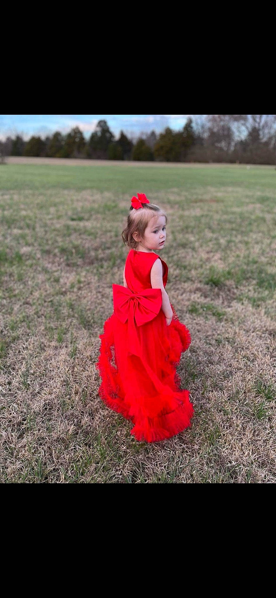 Katelyn is registered to the contest to win money with this photo: baby, bridal_party_dress, dress, flash_photography, fun, gown, grass, grass_family, grassland, happy, human_body, landscape, magenta, meadow, people_in_nature, person, petal, plant, sky, toddler