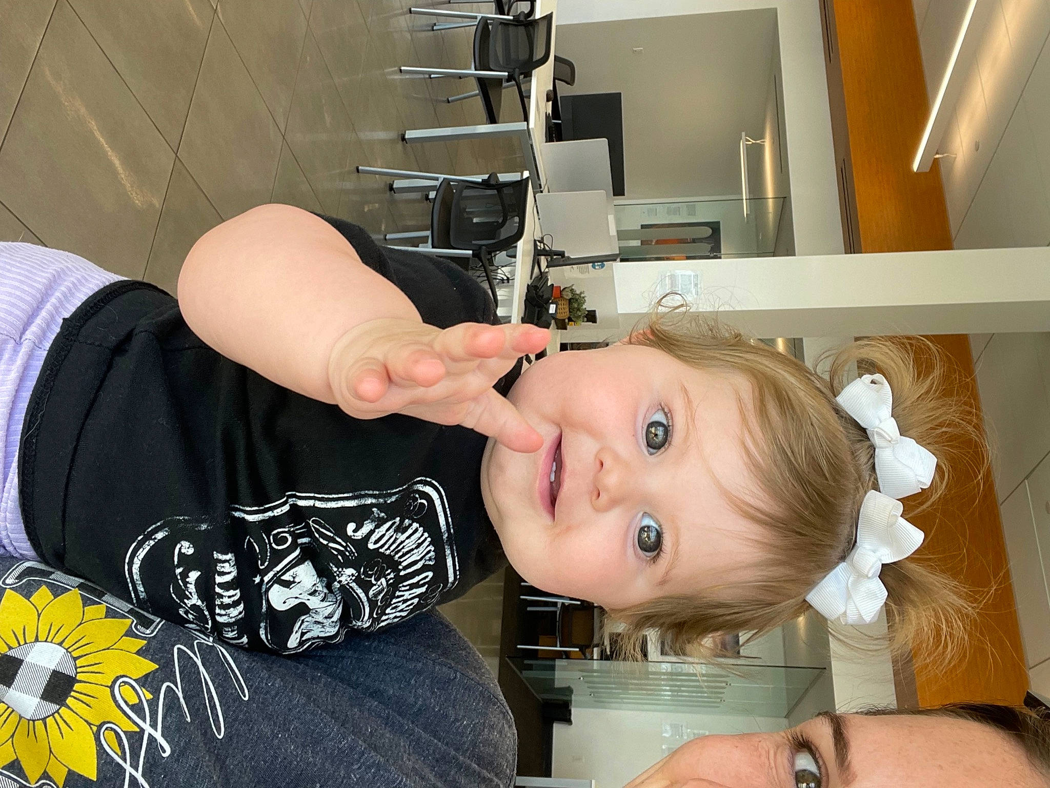 Charlee joined the competition — help win amazing prizes! arm, baby, chest, child, ear, eyebrow, eyelash, finger, gesture, hairstyle, hand, happy, joy, nail, neck, person, room, sleeve, smile, thumb
