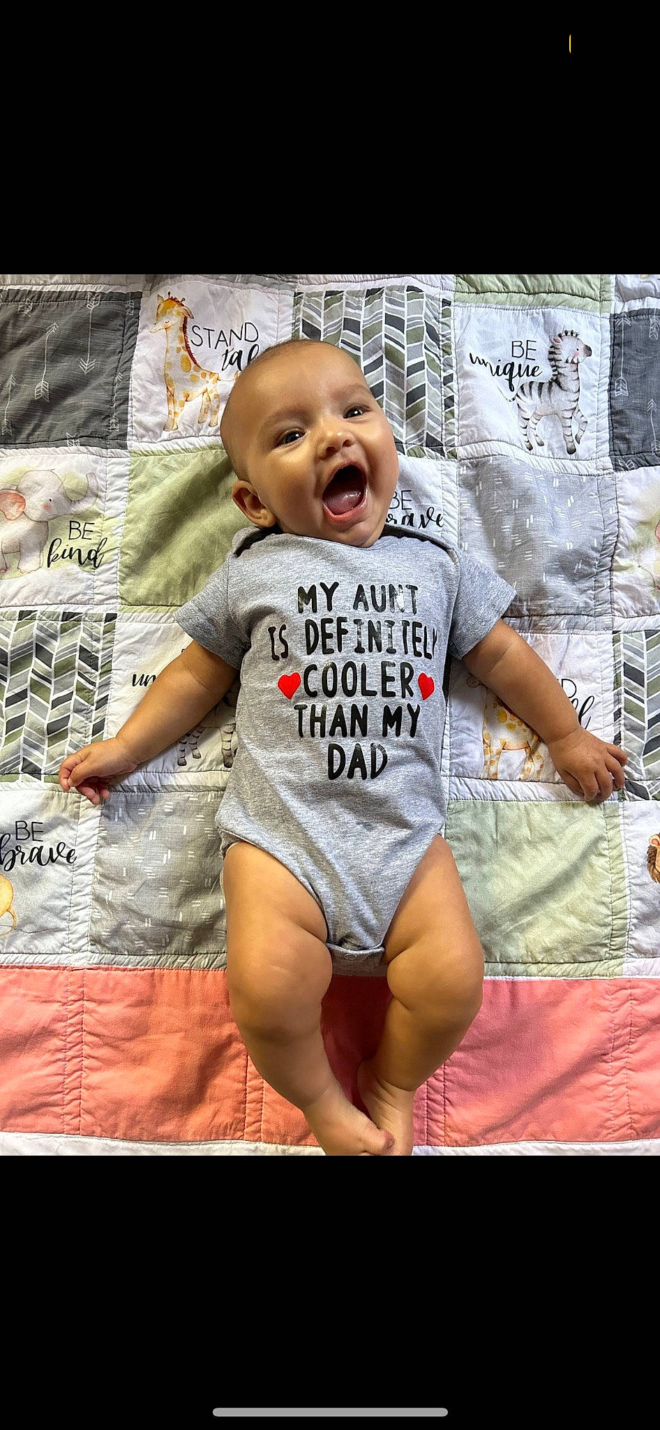 Kori joined the competition — help win amazing prizes! baby, baby_toddler_clothing, beauty, child, cool, fashion, flash_photography, font, fun, happy, human, person, photo_caption, pink, sleeve, smile, sportswear, t_shirt, textile, thigh