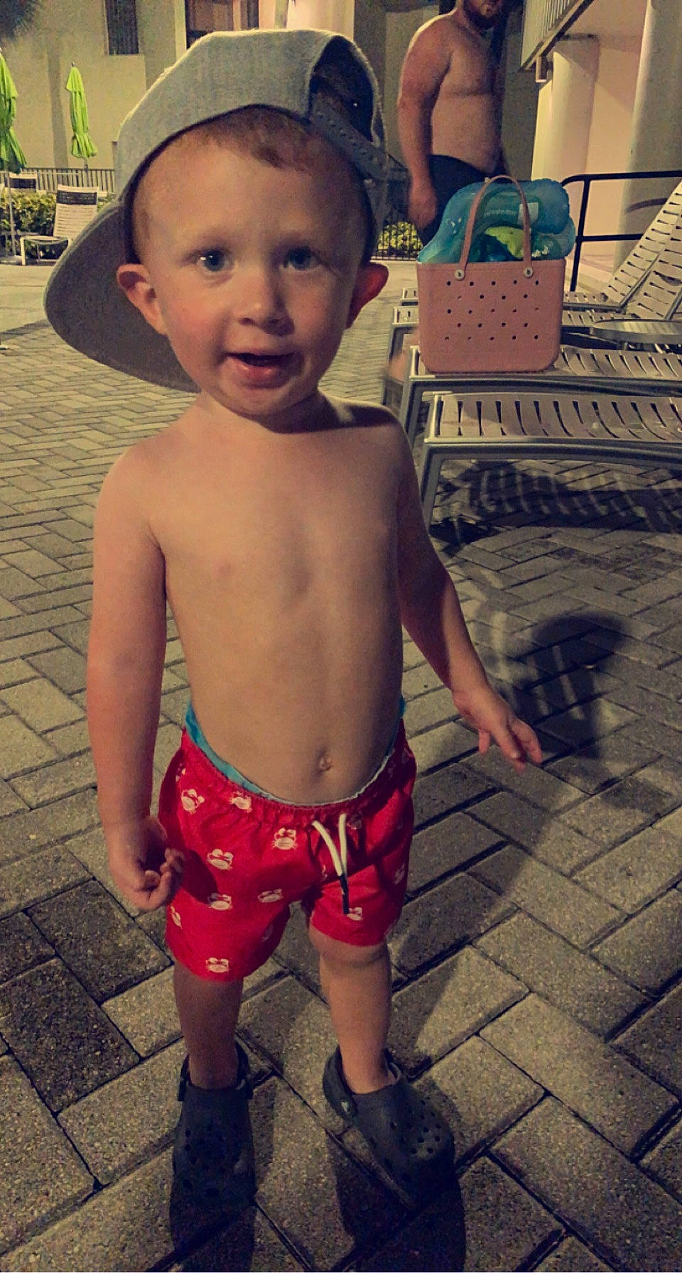 Clay is registered to the contest to win money with this photo: black, chest, cool, flooring, hair, hairstyle, happy, head, joint, leg, mouth, muscle, organ, person, photograph, skin, standing, thigh, toddler, trunk