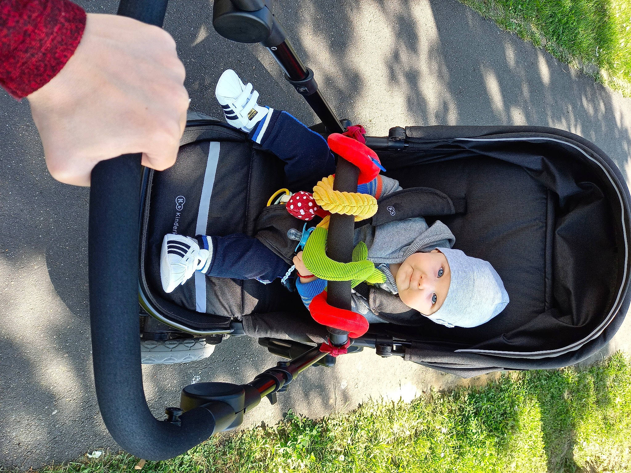 Darius a rejoint le concours — aidez-le/la à gagner de superbes lots ! baby, baby_carriage, baby_products, carmine, child, comfort, fun, gesture, grass, hand, hat, headwear, lap, leisure, person, plant, recreation, sitting, sleeve, toddler