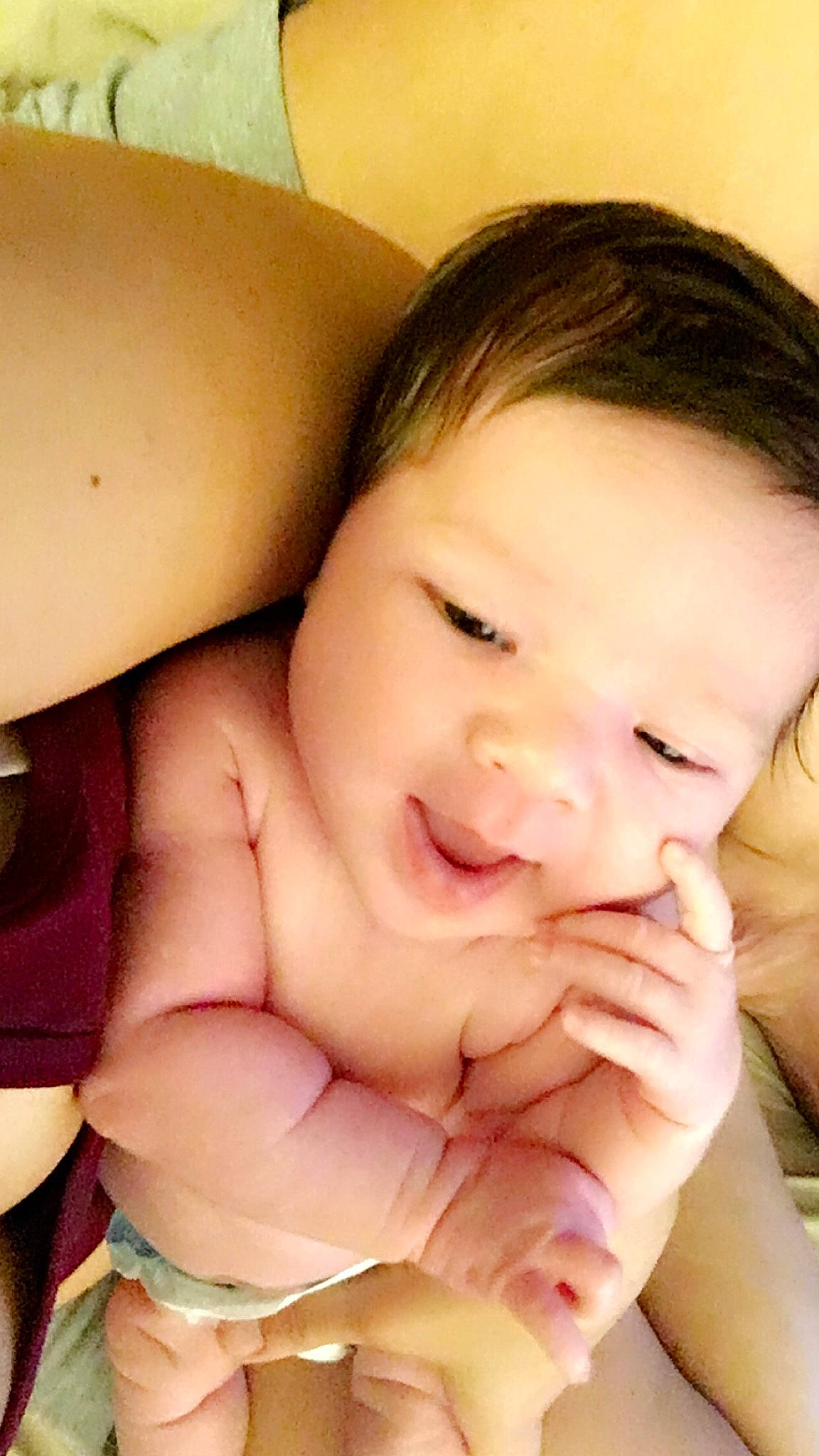 Giovanna joined the competition — help win amazing prizes! baby, beauty, cheek, child, close_up, face, finger, gesture, hand, lip, mother, mouth, nose, person, skin, smile, thumb, toddler