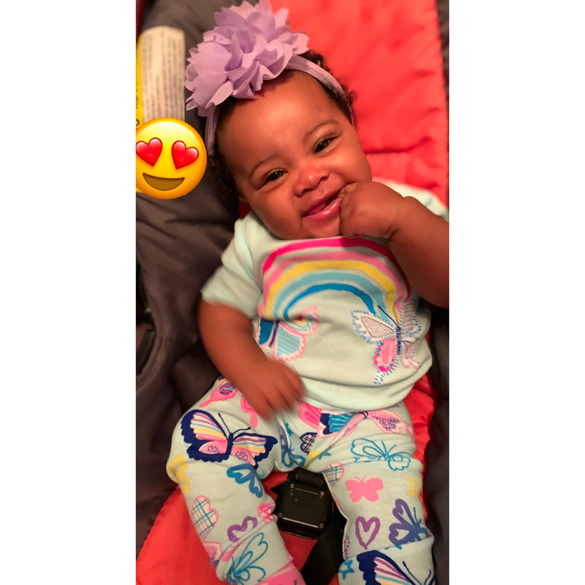 Jamayah joined the competition — help win amazing prizes! arm, baby, baby_products, baby_toddler_clothing, clothing, comfort, face, font, happy, magenta, neck, pattern, person, pink, product, shirt, sleeve, smile, sportswear, t_shirt