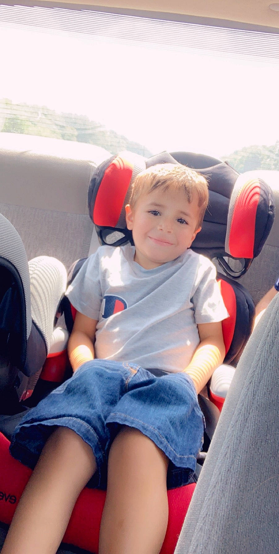 Landen joined the competition — help win amazing prizes! auto_part, automotive_design, automotive_exterior, bumper, car_seat, car_seat_cover, fun, joy, lap, leisure, motor_vehicle, person, recreation, shorts, smile, summer, t_shirt, thigh, toddler, travel