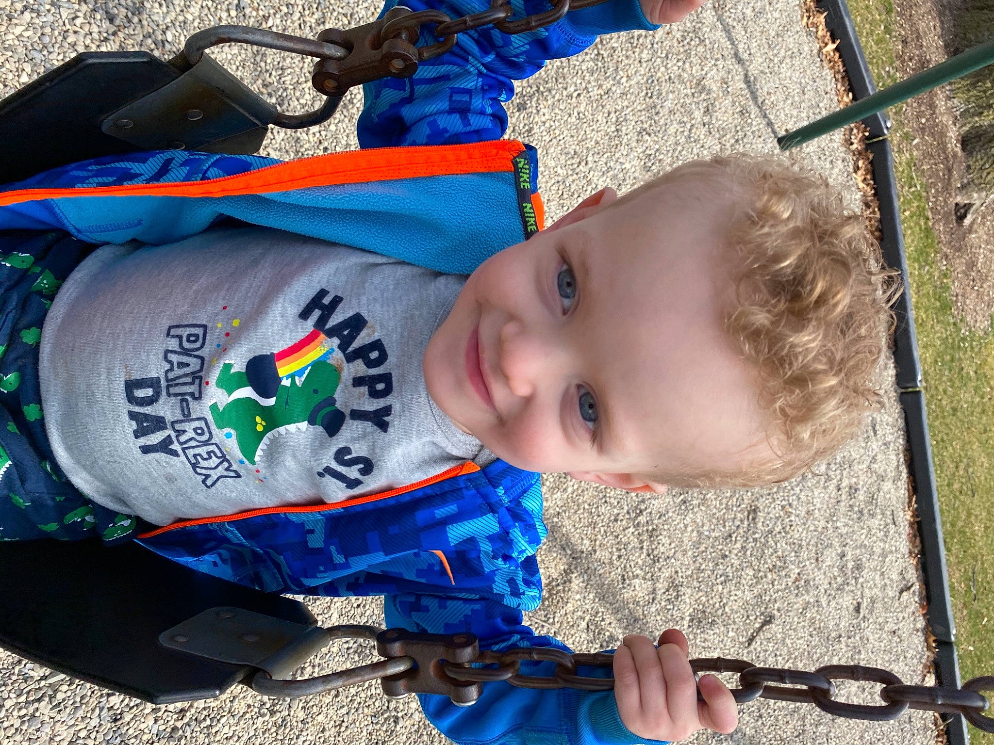 Carter is registered to the contest to win money with this photo: baby, baby_products, baby_toddler_clothing, blue, carmine, child, electric_blue, fun, hat, joy, leisure, pattern, people_in_nature, person, personal_protective_equipment, recreation, sitting, sleeve, smile, toddler