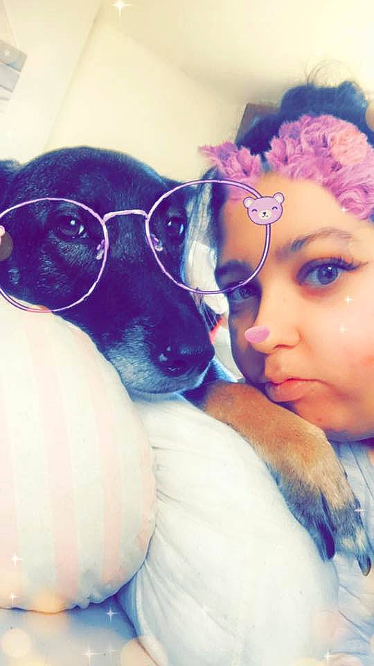 Youka a rejoint le concours — aidez-le/la à gagner de superbes lots ! beauty, black_hair, canidae, companion_dog, cool, ear, eye, eyewear, fawn, glasses, lady, lip, long_hair, nose, person, photography, purple, selfie, skin, sunglasses
