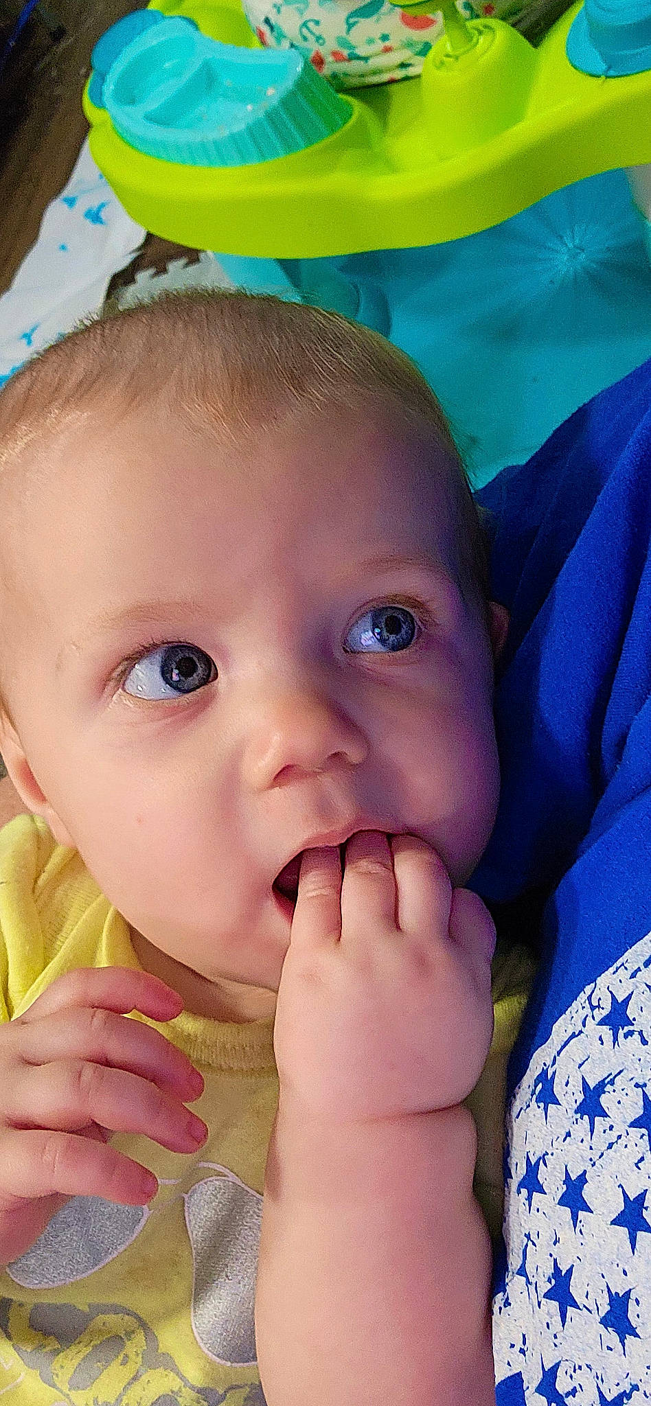 Cohen joined the competition — help win amazing prizes! baby, blue, cheek, chin, eye, eyebrow, eyelash, face, facial_expression, green, hand, human, iris, lip, mouth, nose, organ, person, photograph, product