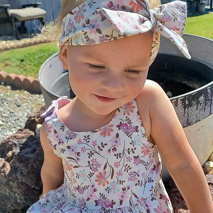 Skyleigh joined the competition — help win amazing prizes! accessories, backyard, child, clothing, dress, face, female, girl, grass, head, headband, nature, outdoors, person, photography, plant, portrait, pottedplant, scarf, yard