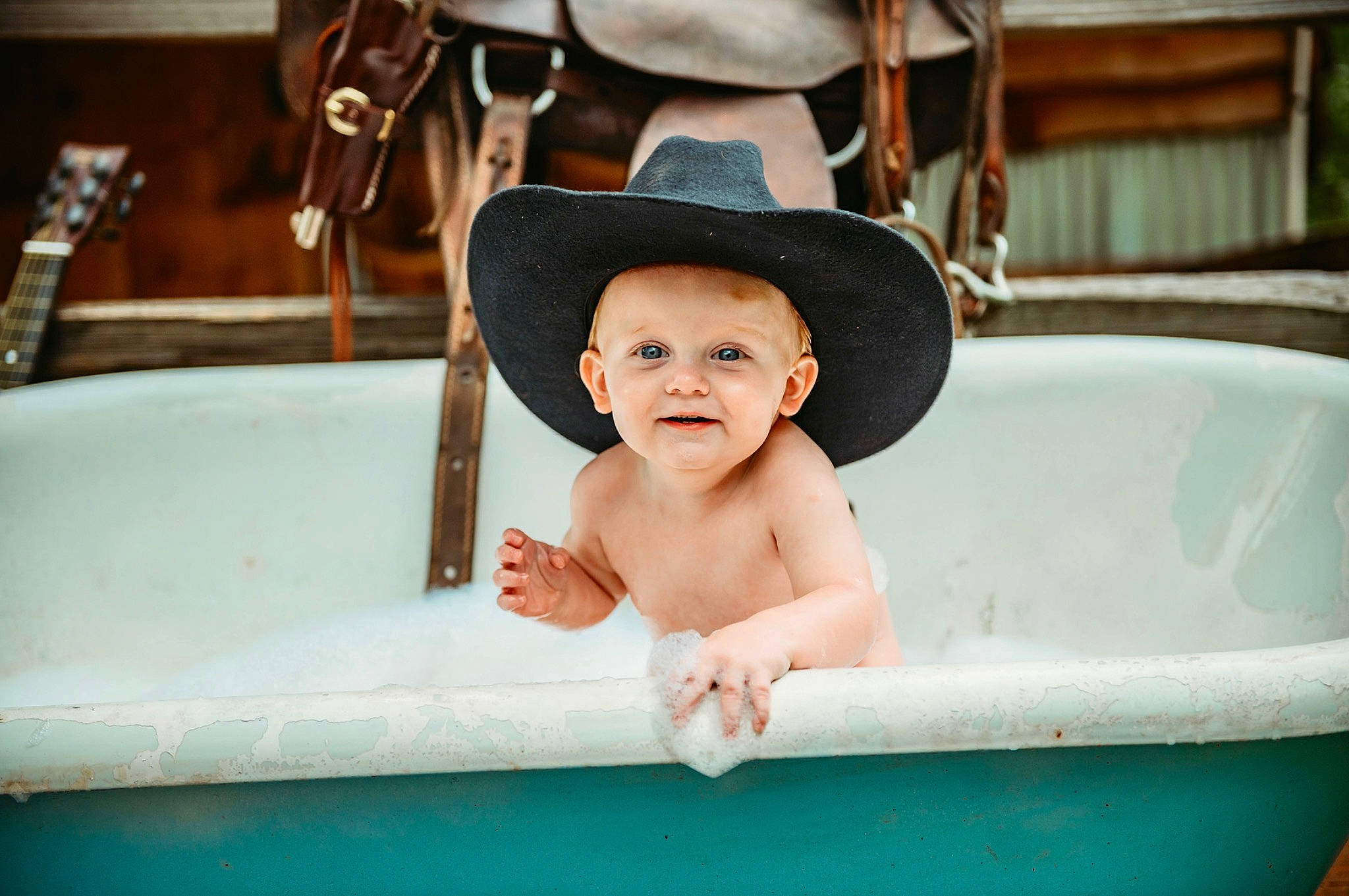 Dutton Riggs joined the competition — help win amazing prizes! baby, bathing, cap, child, event, eye, face, fashion_accessory, fedora, fun, happy, hat, headwear, joy, leisure, person, product, recreation, skin, smile