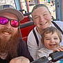 Jeff joined the competition — help win amazing prizes! family, child, smiling, man, woman, beard, sunglasses, hat, outdoor, amusement_park, ride, fun, happy, people, crowd, daylight, casual_clothing, portrait, toddler, colorful_background