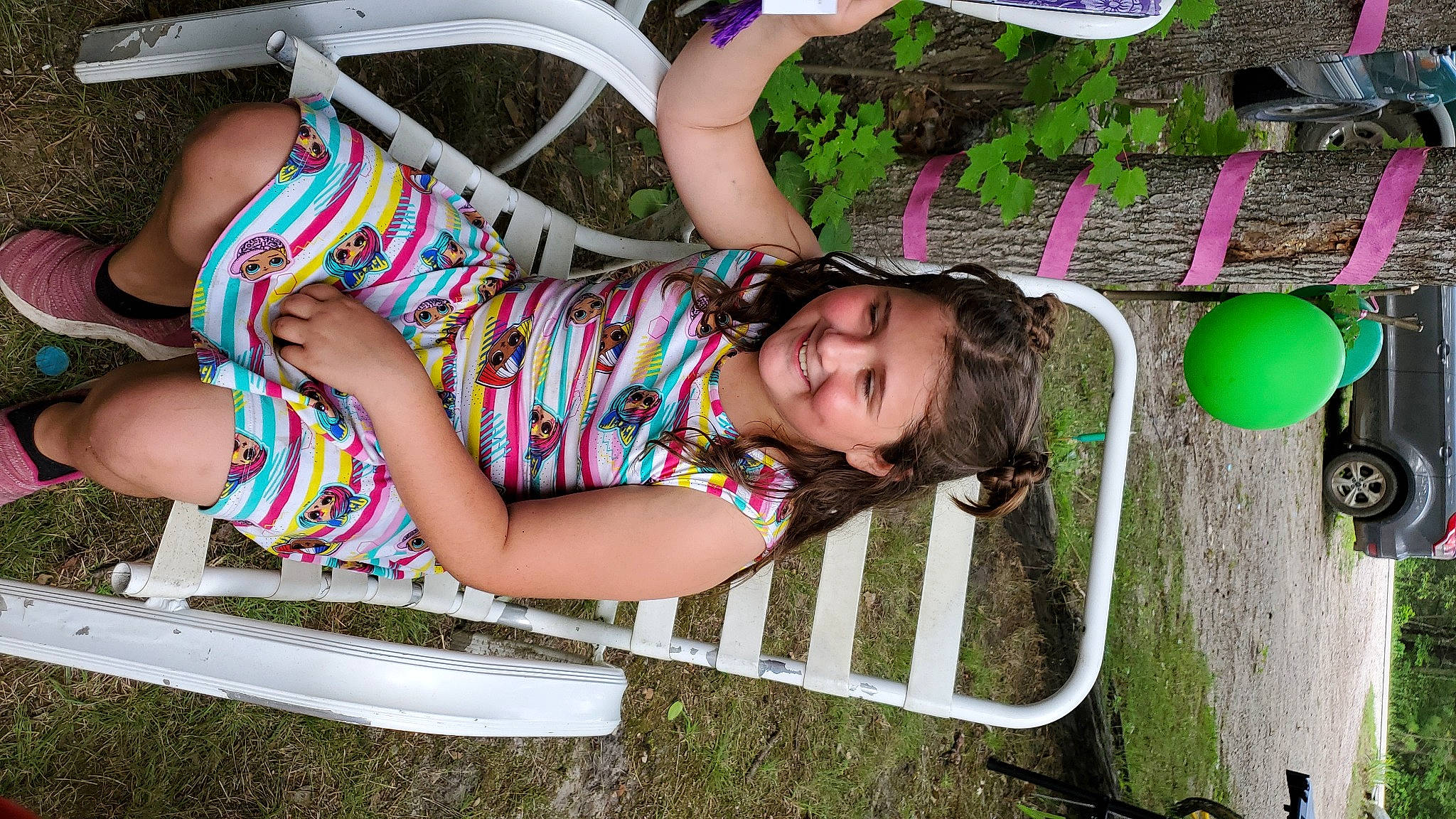 Kae-jay joined the competition — help win amazing prizes! child, clothing, eyewear, facial_expression, fun, grass, green, hairstyle, happy, human_leg, joy, leisure, pattern, people_in_nature, person, pink, recreation, smile, summer, t_shirt