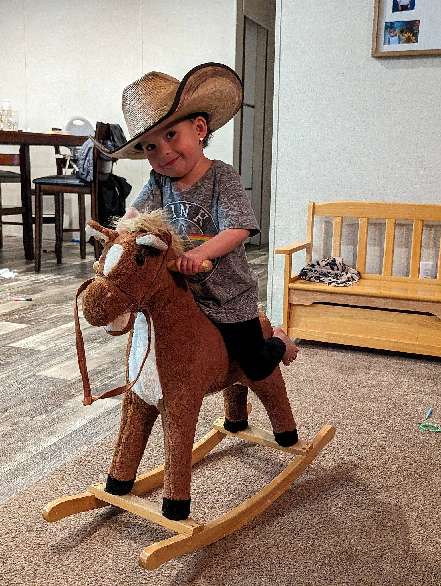 Riley is registered to the contest to win money with this photo: bench, chair, cowboy_hat, fashion_accessory, fawn, fun, hat, headgear, headwear, human_leg, knee, leisure, person, recreation, sitting, skateboard, skateboard_truck, skateboarder, skateboarding_equipment, sun_hat