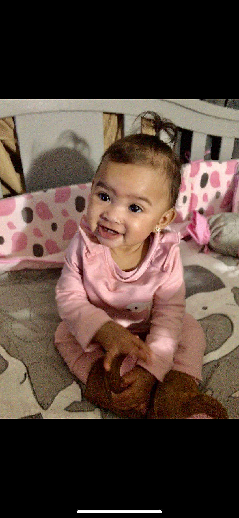 Emani joined the competition — help win amazing prizes! baby, beauty, cheek, child, ear, eye, face, facial_expression, head, human, joy, lip, mouth, nose, person, pink, play, sitting, skin, smile