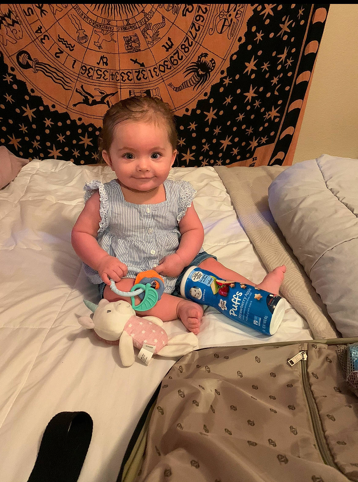 Hazel joined the competition — help win amazing prizes! baby, baby_toddler_clothing, child, comfort, couch, event, flash_photography, fun, happy, human, human_leg, joy, lap, linens, pattern, person, pink, room, sitting, skin