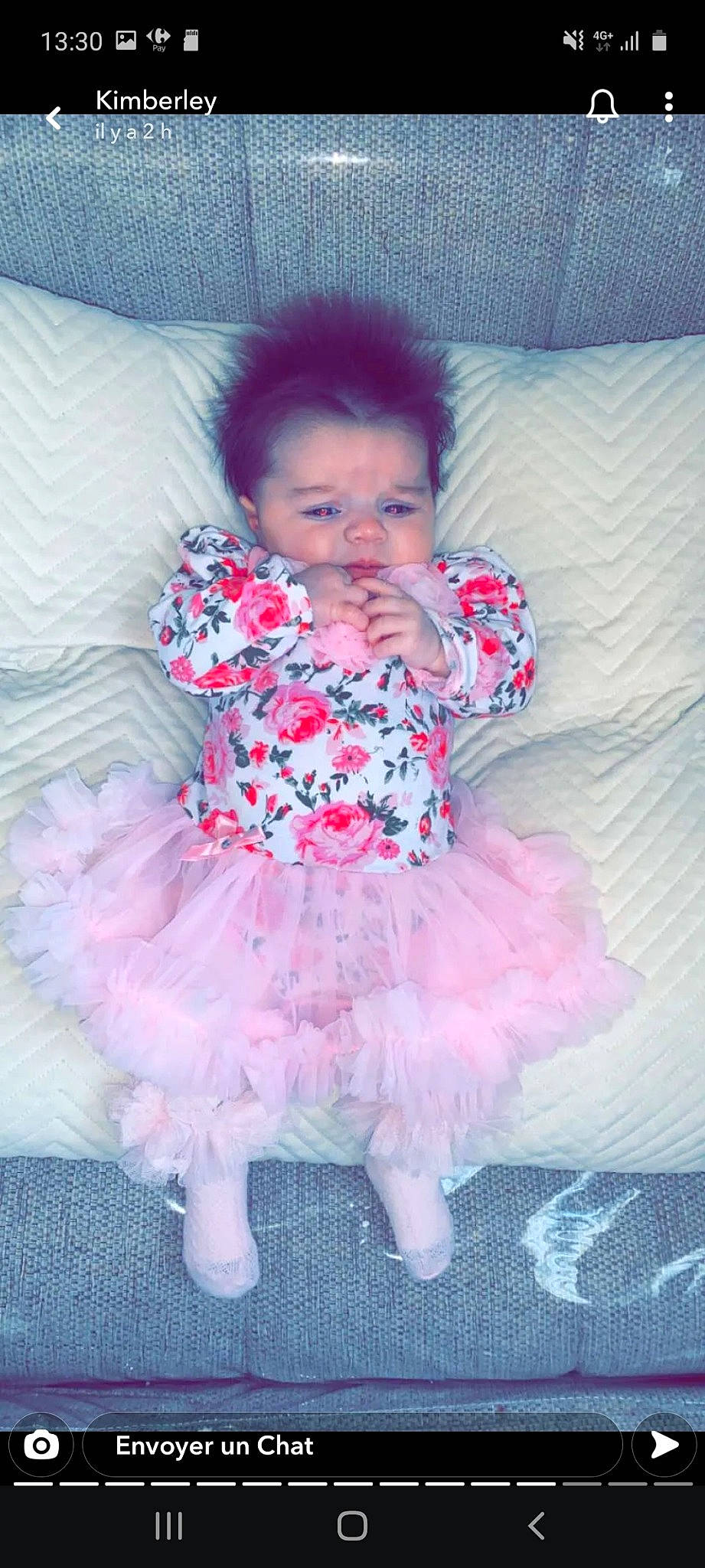 Djeen participe au concours pour gagner de l'argent avec cette photo : baby, baby_toddler_clothing, child, comfort, day_dress, embellishment, eye, face, flash_photography, happy, linens, magenta, pattern, person, pink, product, purple, ruffle, sleeve, textile