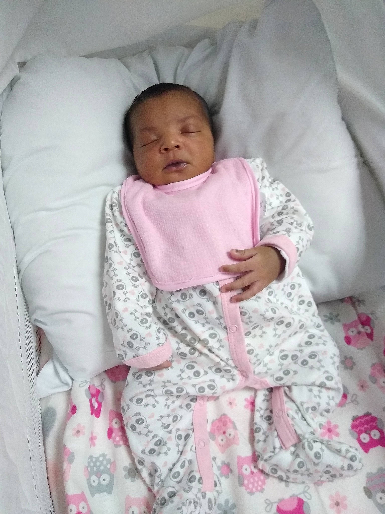 Teagan is registered to the contest to win money with this photo: baby, baby_products, baby_sleeping, bedding, bedtime, blanket, child, comfort, infant_bed, linens, person, pink, product, skin, sleep, smile, textile, toddler