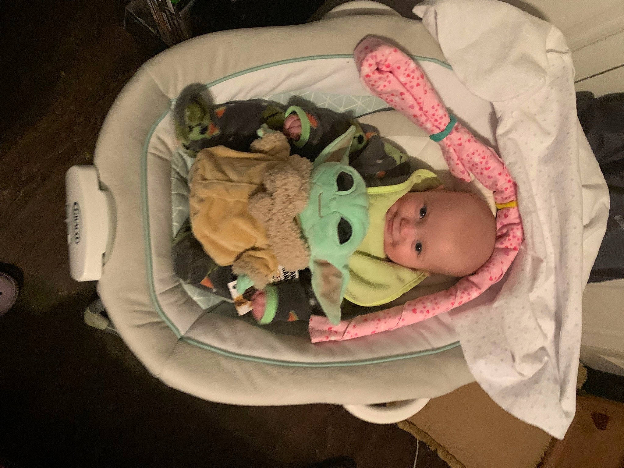 Natalie joined the competition — help win amazing prizes! baby, baby_carriage, baby_products, baby_safety, baby_toddler_clothing, bed, bedding, bedtime, cheek, child, clock, comfort, cradle, infant_bed, joy, laundry_room, linens, nap, person, room