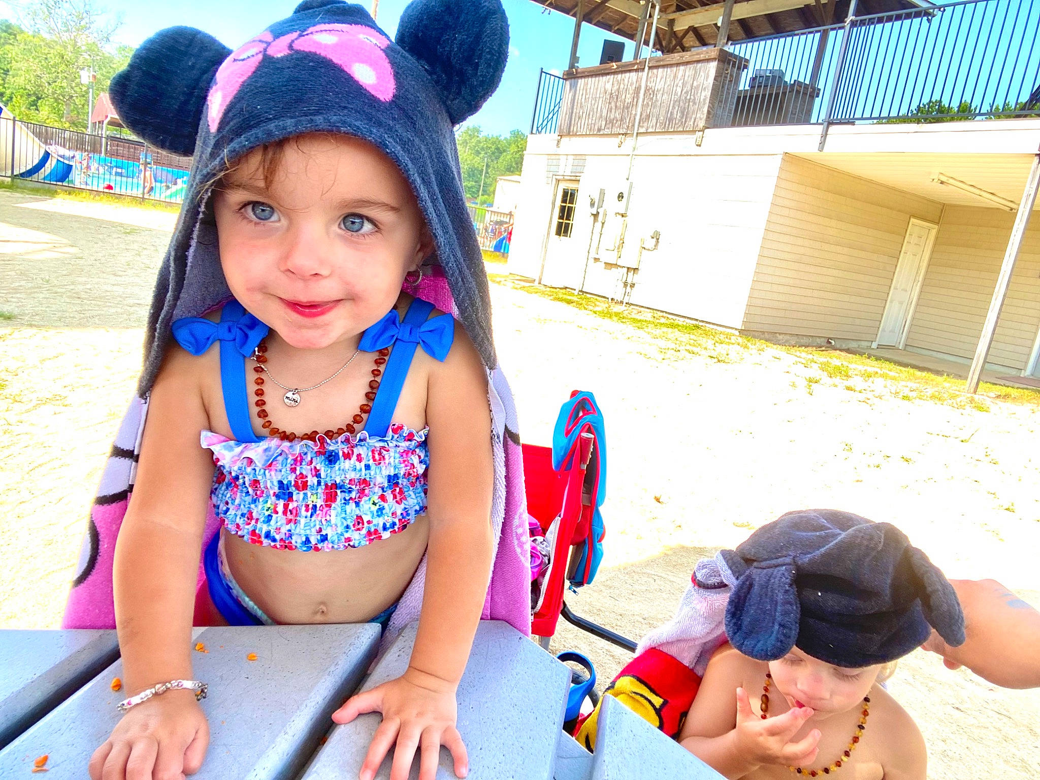 Kinsley is registered to the contest to win money with this photo: cap, chair, child, electric_blue, event, fun, happy, hat, headwear, joy, leisure, people, person, recreation, shorts, sky, snapshot, summer, t_shirt, thigh