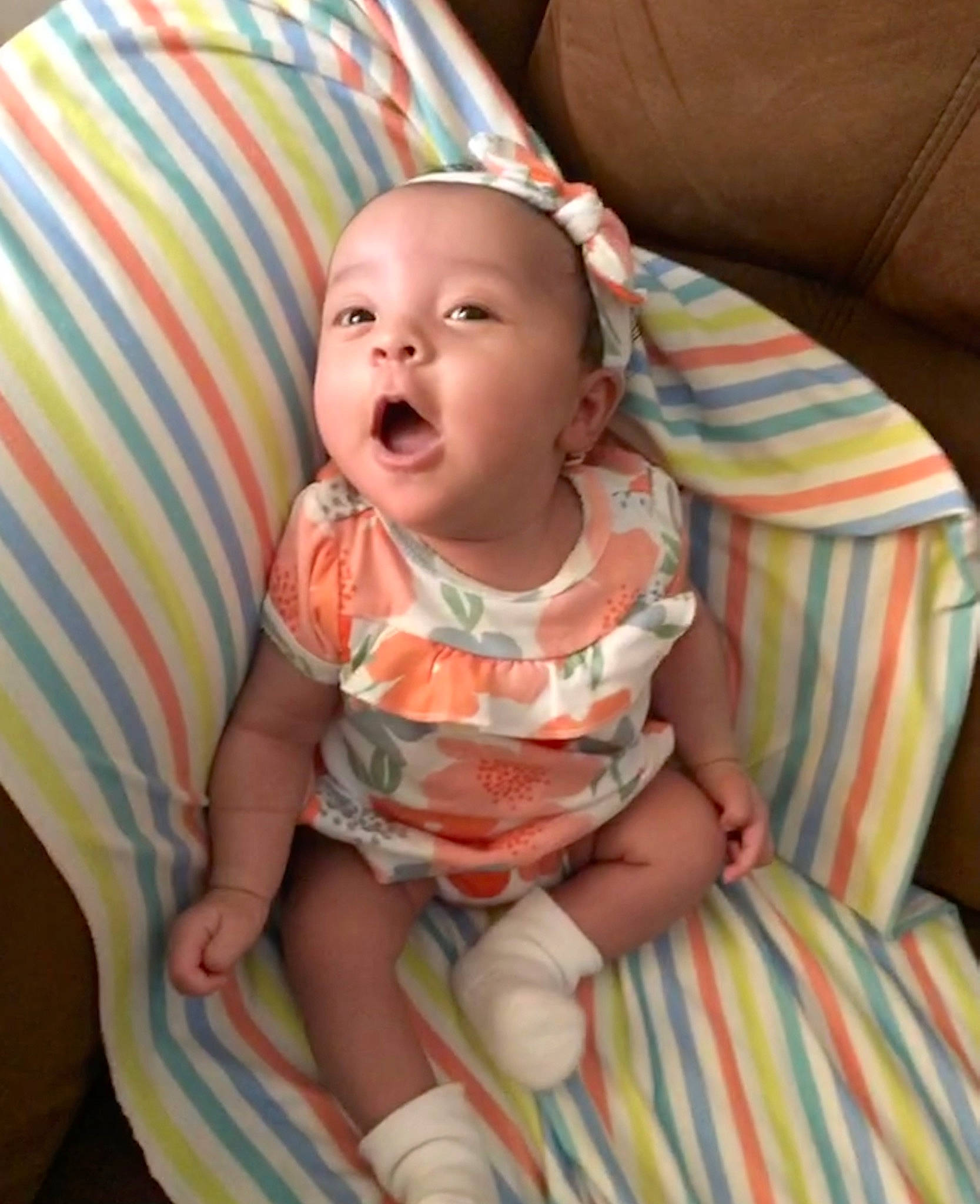 Karina joined the competition — help win amazing prizes! baby, baby_toddler_clothing, cheek, child, comfort, eye, finger, happy, head, iris, linens, lip, nail, neck, pattern, person, sitting, skin, sleeve, thumb