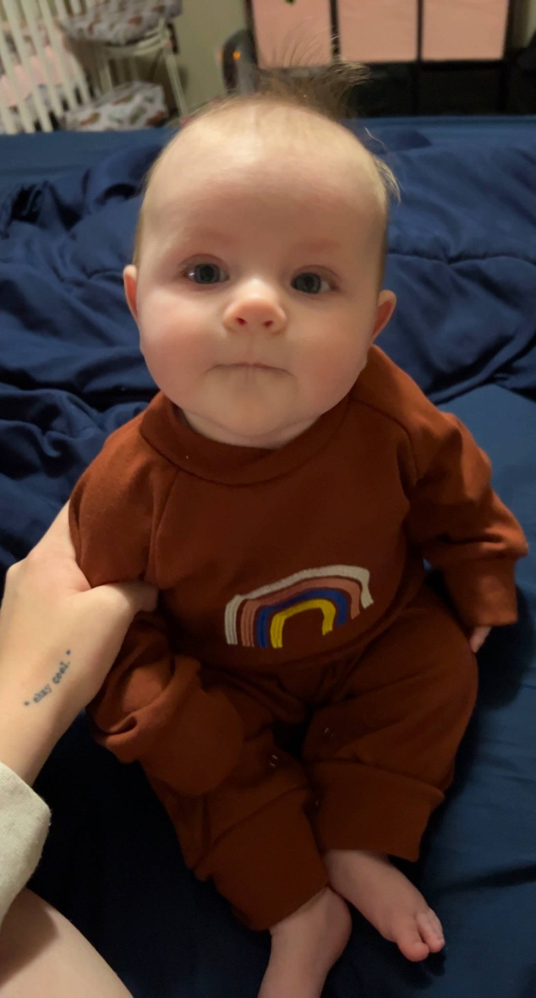 Marley is registered to the contest to win money with this photo: baby, baby_toddler_clothing, cheek, chest, comfort, finger, head, human_body, joint, lip, mouth, nose, person, skin, sleeve, smile, stomach, thigh, thumb, toddler