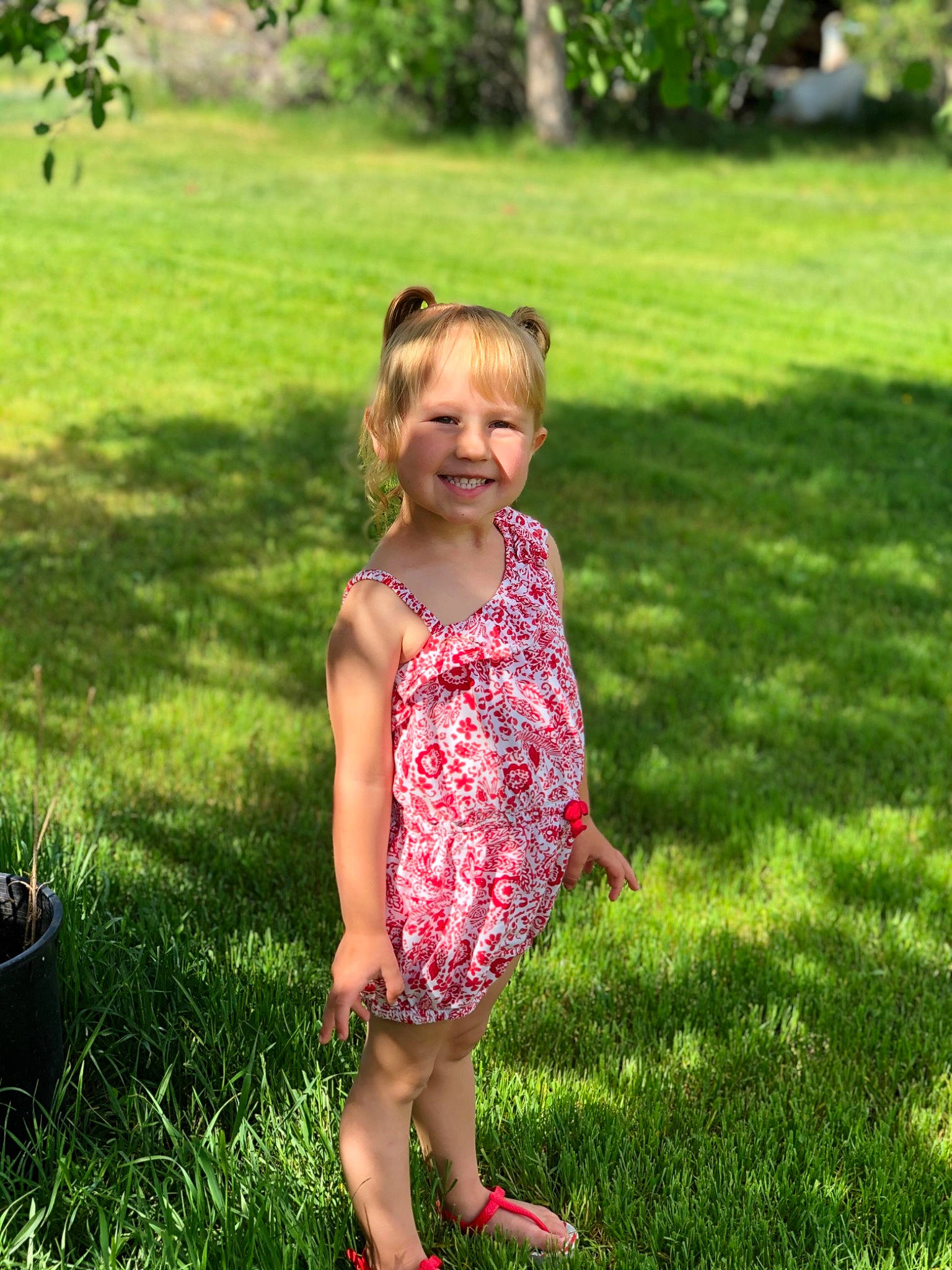 Oakley is registered to the contest to win money with this photo: barefoot, child, dress, fun, garden, grass, grass_family, green, happy, joy, lawn, meadow, people_in_nature, person, pink, plant, smile, spring, summer, toddler