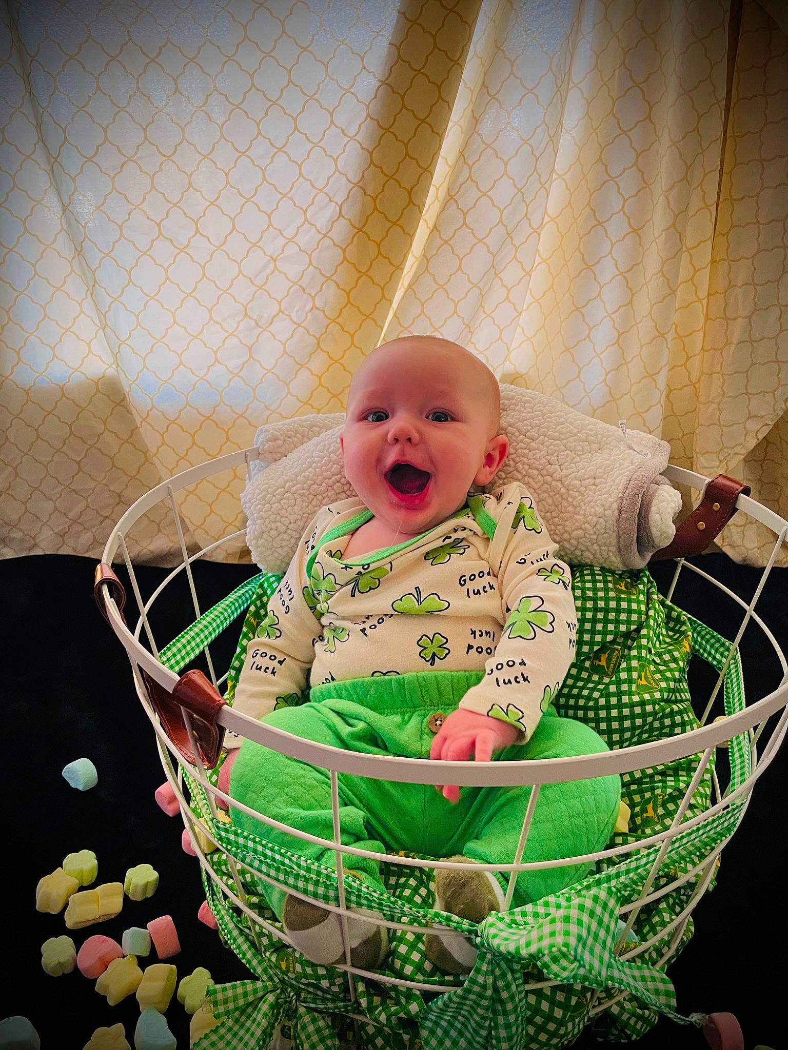 Archer joined the competition — help win amazing prizes! baby, baby_carriage, baby_products, baby_safety, baby_toddler_clothing, baby_toys, basket, child, circle, curtain, event, fun, grass, happy, pattern, person, room, sitting, smile, toddler