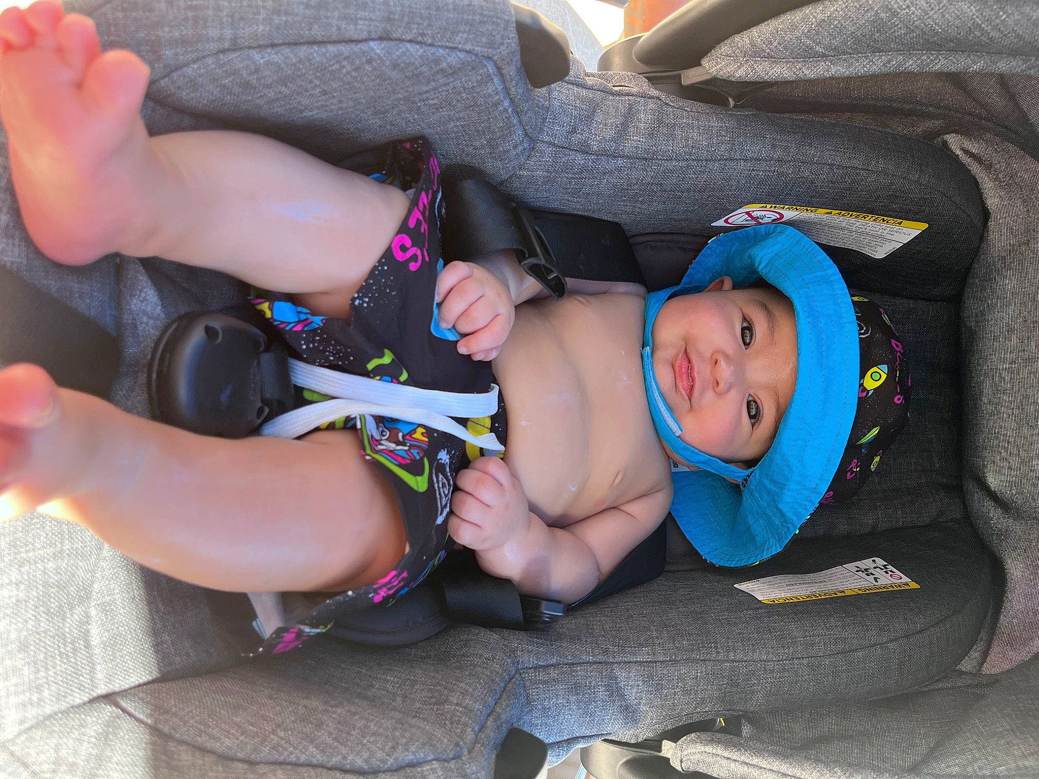 Luis joined the competition — help win amazing prizes! baby, baby_products, baby_toddler_clothing, child, comfort, electric_blue, foot, fun, hat, headwear, human_body, human_leg, knee, lap, nail, person, product, smile, thigh, thumb