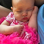 Alayna Kate is registered to the contest to win money with this photo: baby, infant, sleeping, baby_girl, pink_tutu, pacifier, closeup, portrait, newborn, closed_eyes, hand, arm, clothing, fabric, lap, soft_lighting, peaceful, cheek, eyelashes, skin