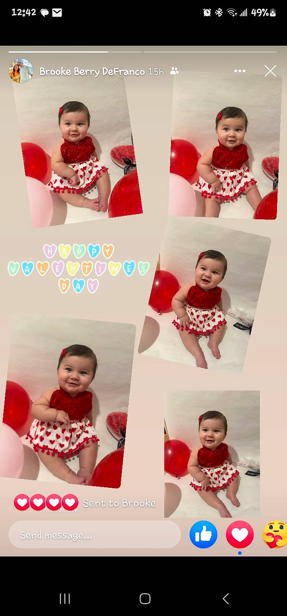 Wrenley joined the competition — help win amazing prizes! arm, clothing, face, facial_expression, fashion, happy, head, human, joy, neck, organ, person, photograph, product, red, skin, sleeve, smile, standing, t_shirt