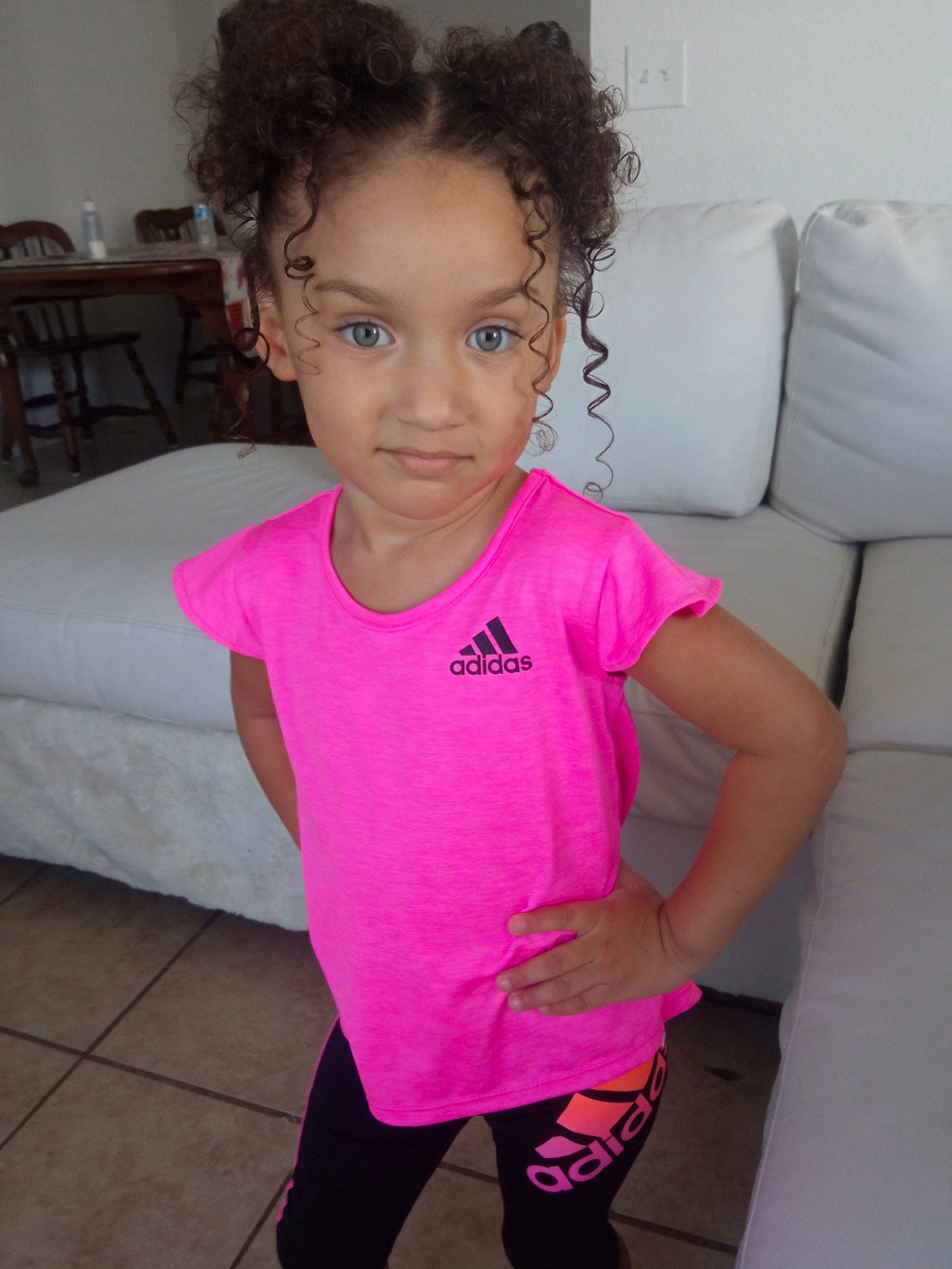 Ashley joined the competition — help win amazing prizes! active_pants, baby_toddler_clothing, cheek, clothing, dress, eye, face, furniture, hair, hairstyle, head, human_body, leg, lip, neck, person, pink, purple, shoulder, sleeve