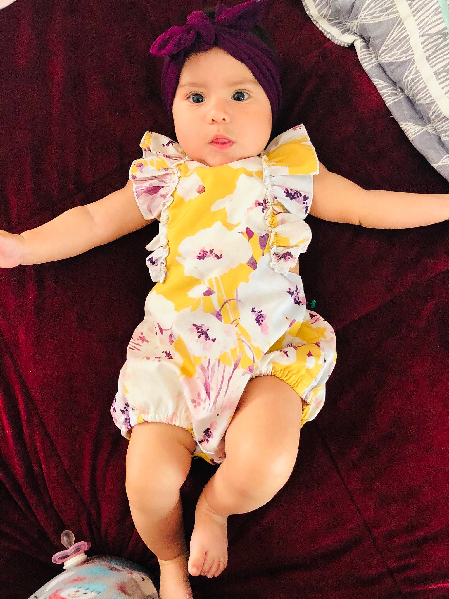 Victoria is registered to the contest to win money with this photo: baby, baby_toddler_clothing, barefoot, black_hair, dress, eye, fashion_design, finger, flash_photography, fun, headwear, human_body, human_leg, leg, lip, muscle, person, pink, skin, sleeve