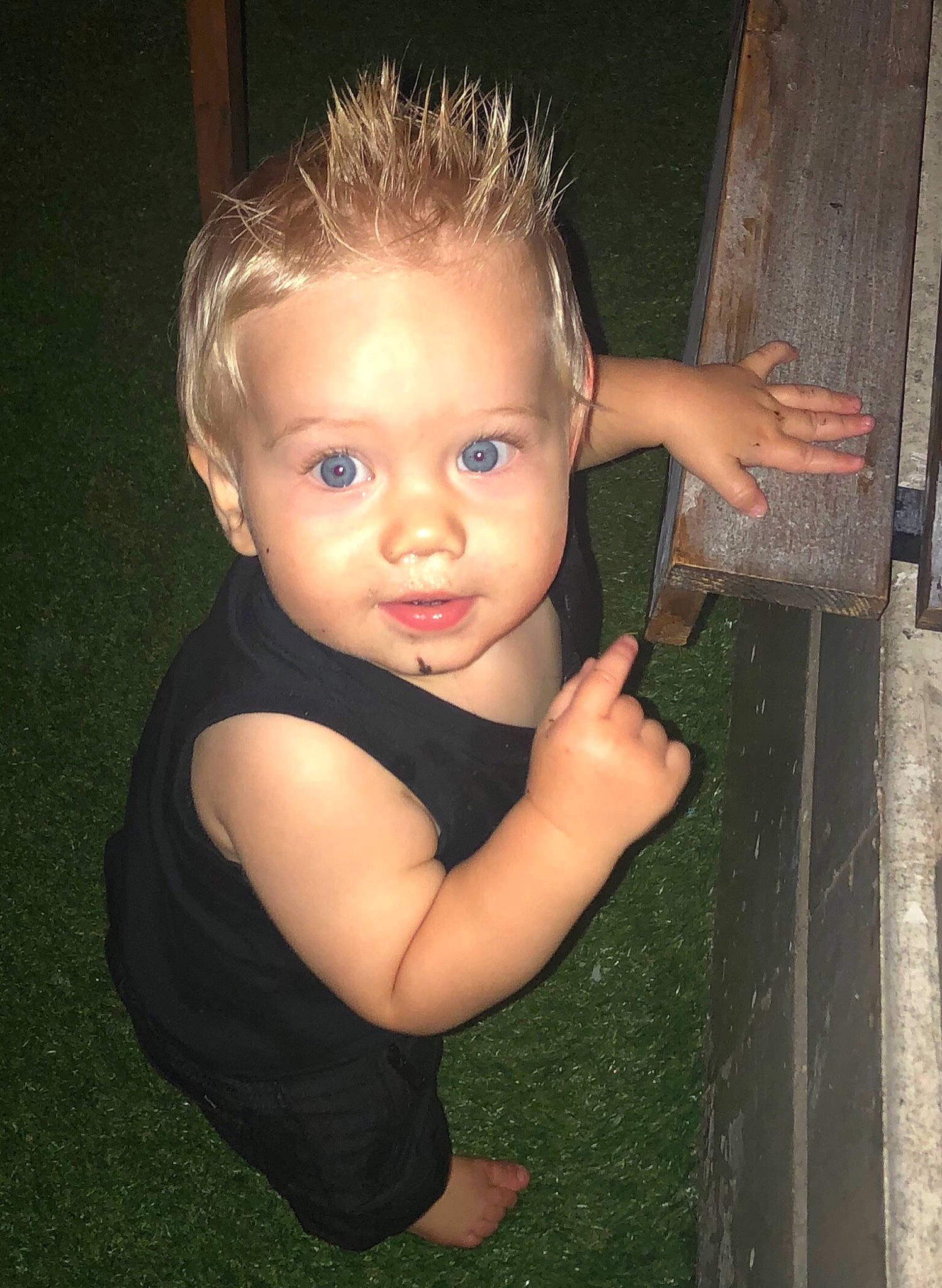 Jai joined the competition — help win amazing prizes! arm, blond, cheek, child, child_model, chin, ear, eye, face, forehead, hair, hairstyle, head, mohawk_hairstyle, person, smile, thumb, toddler