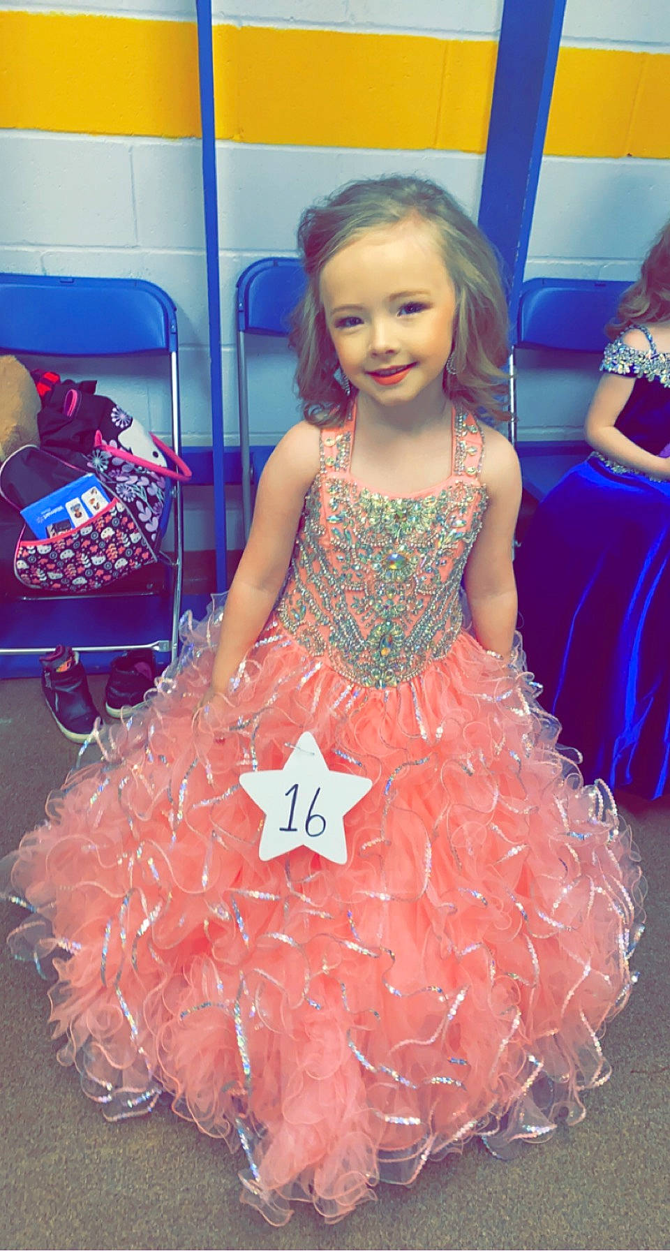 Annalee is registered to the contest to win money with this photo: blue, child, day_dress, dress, electric_blue, event, facial_expression, fashion_design, flooring, formal_wear, fun, hair, happy, joy, magenta, one_piece_garment, person, pink, product, smile