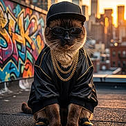 Pushcat joined the competition — help win amazing prizes! animal, cap, cat, city, fashion, funny, gold_chain, graffiti, hat, jacket, pet, portrait, rooftop, skyline, sneakers, streetwear, sunglasses, sunset, tracksuit, urban