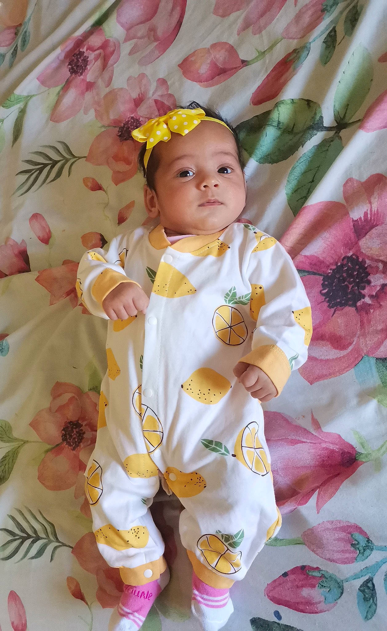 Mariam a rejoint le concours — aidez-le/la à gagner de superbes lots ! baby, baby_products, baby_toddler_clothing, cheek, child, dress, flower, happy, linens, magenta, pattern, peach, person, petal, pink, product, skin, sleeve, textile, toddler