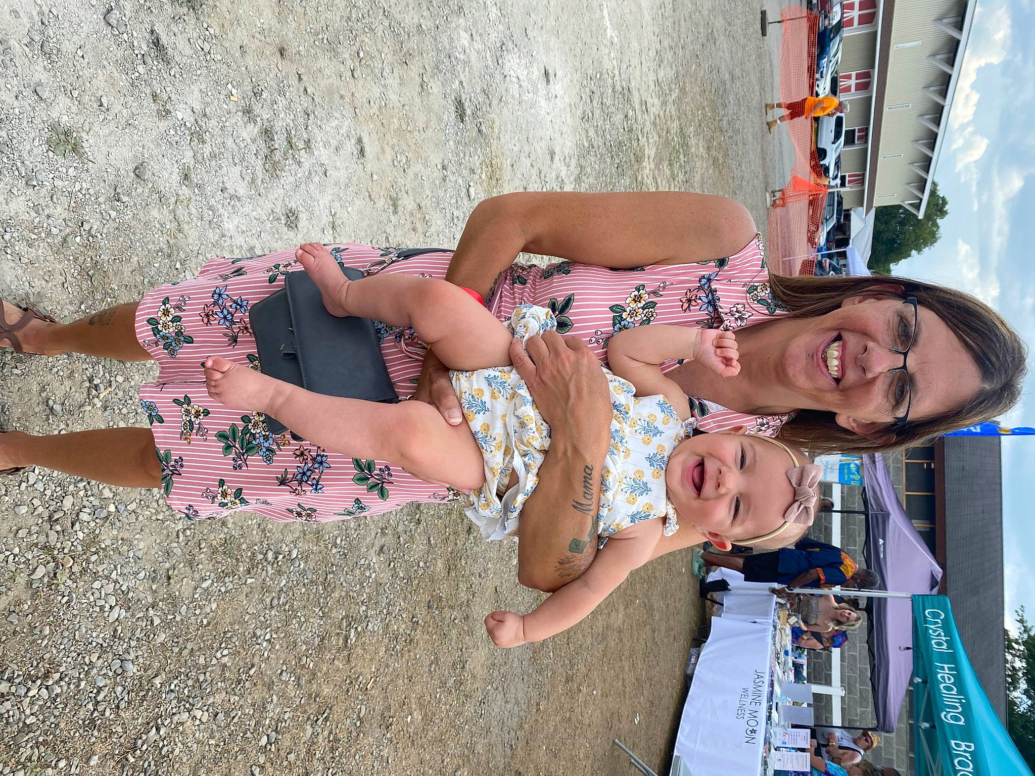 Clover is registered to the contest to win money with this photo: calf, dress, eyewear, fun, glasses, happy, headwear, human_leg, joy, knee, landscape, leg, leisure, person, skin, sky, smile, summer, sunglasses, thigh