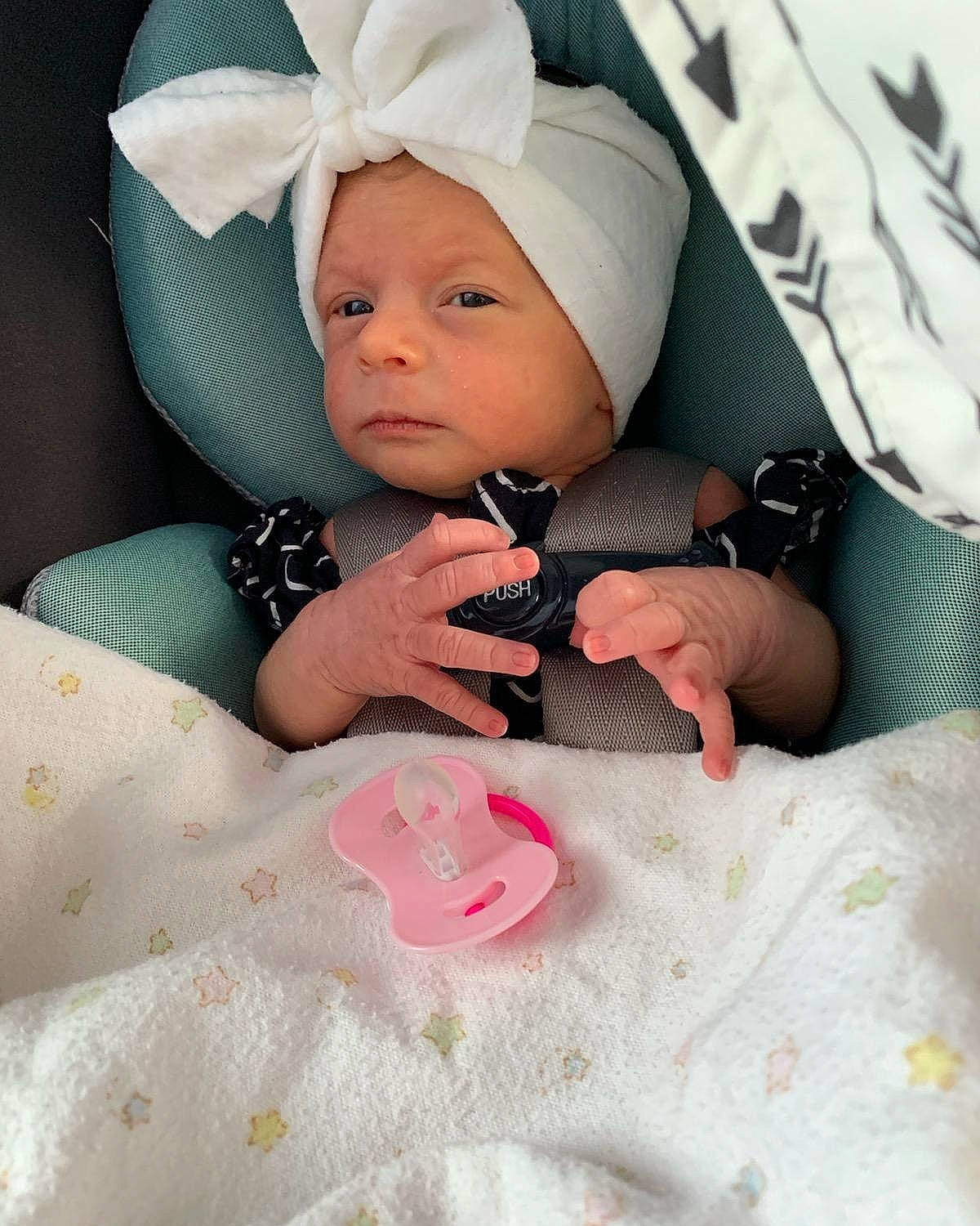 Charlotte joined the competition — help win amazing prizes! baby, baby_products, baby_sleeping, birth, cheek, child, forehead, hair_accessory, headgear, headwear, person, photography, pink, product, skin, textile, toddler