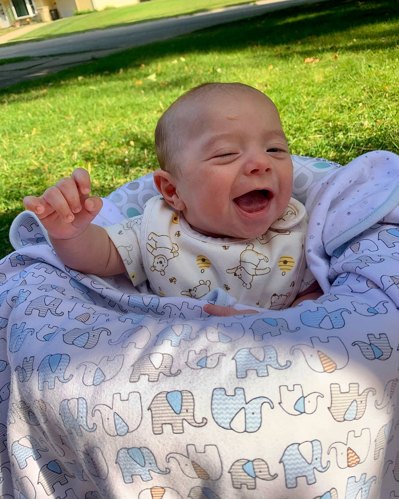 Maddux joined the competition — help win amazing prizes! baby, baby_toddler_clothing, child, comfort, cool, face, facial_expression, fun, grass, happy, human, mammal, mouth, people, person, plant, product, skin, smile, toddler